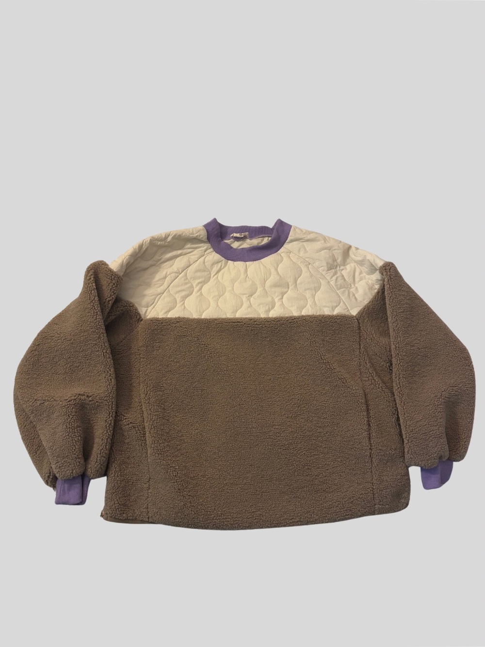Easel Colorblock Sherpa Quilted Pullover Sweatshirt Size S